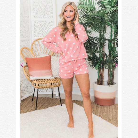 Endless Nights Coral Star Printed Lounge Sweats - Picture 7 of 7